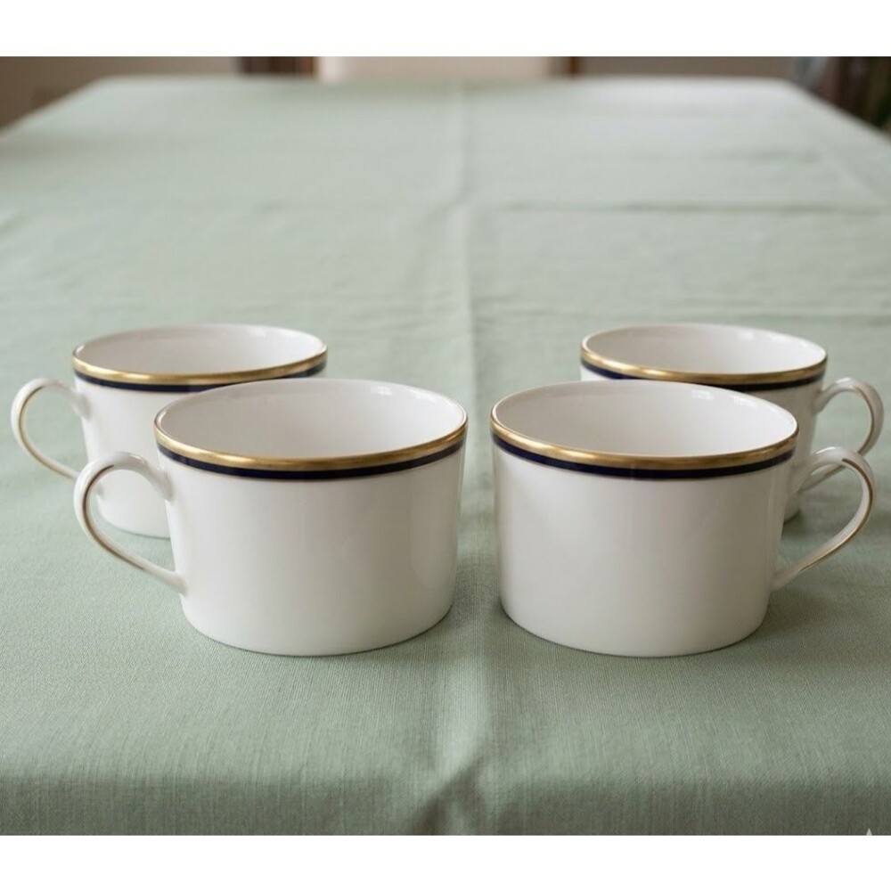 Kate Spade Lenox Library Lane Navy Porcelain Teacups Set of 4